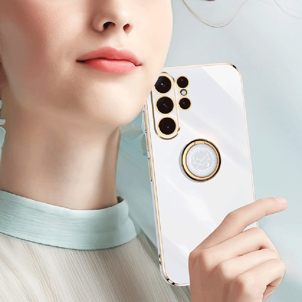 Zadní kryt telefonu XINLI pro Samsung Galaxy S22 Ultra 5G Ring Kickstand TPU galvanické pouzdro na telefon odolné proti pádu Zadní kryt telefonu XINLI pro Samsung Galaxy S22 Ultra 5G Ring Kickstand TPU galvanické pouzdro na telefon odolné proti pádu